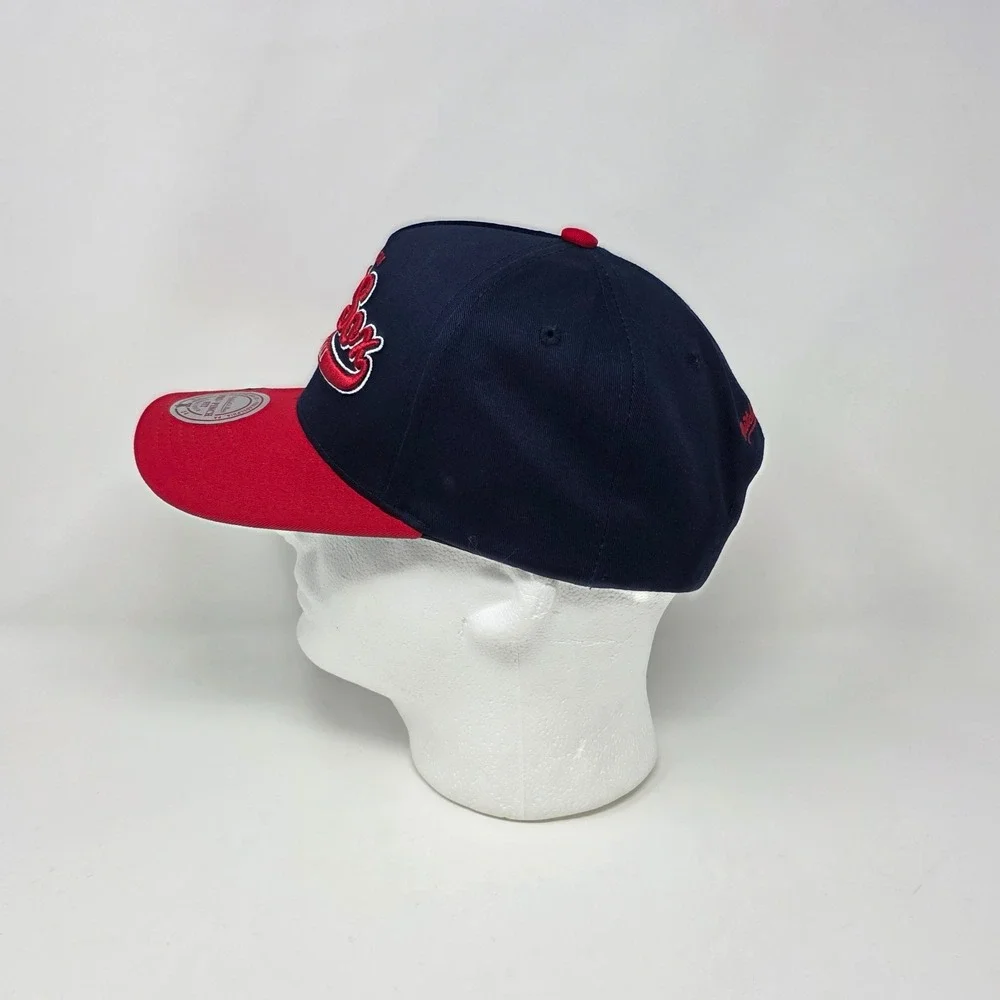 Mitchell & Ness Boston Red Sox MLB Snapback Hat‎ Cap 3D Logo Spell Out Navy/Red